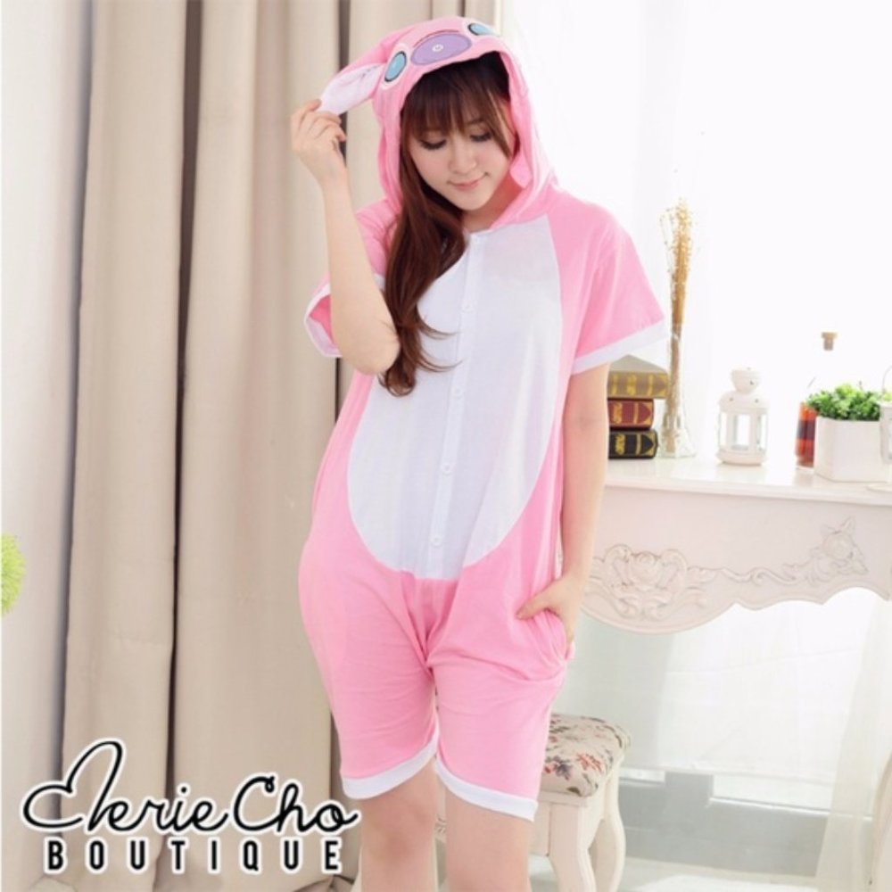 Pijama mameluco short Angel Stitch rosa